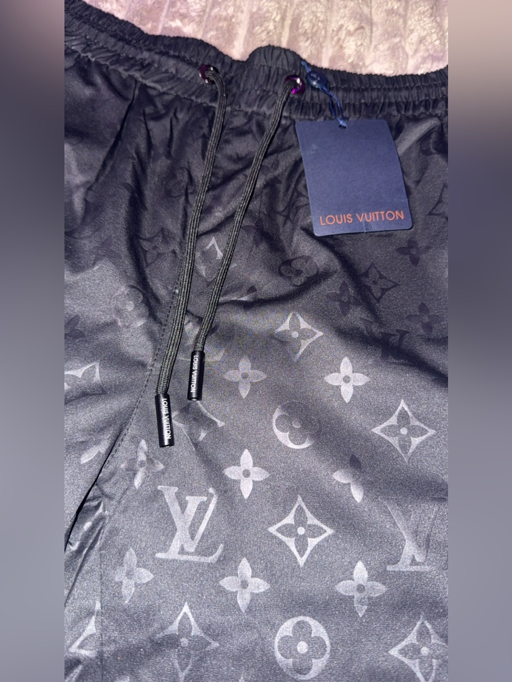 Louis Vuitton Black Monogram swim trunks
